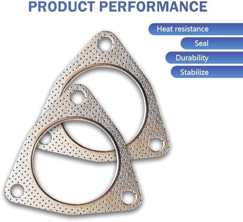 2 PCS Exhaust Gasket, 2.5″ Three-Bolt Exhaust Flange Gasket, Durable Catalytic C