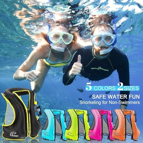 Inflatable Snorkel Vest for Adult, Travel Snorkeling Vest Large-X-Large Black