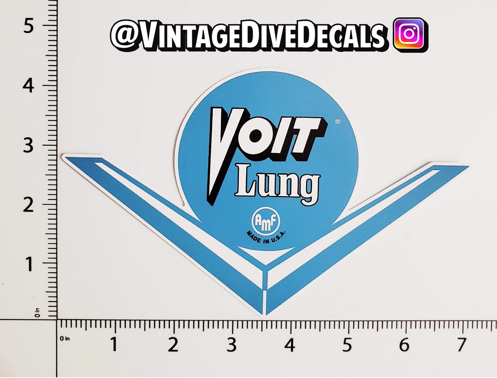 VOIT Lung Blue AMF Scuba Dive Diving Decal Sticker repro 6mil UV vinyl 4″x7″ die