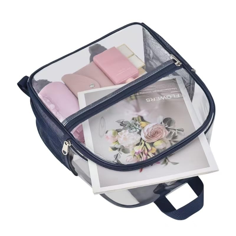 Oraben Clear Backpack Stadium Approved, 12 x 6 x 11 in, Small, Navy Blue