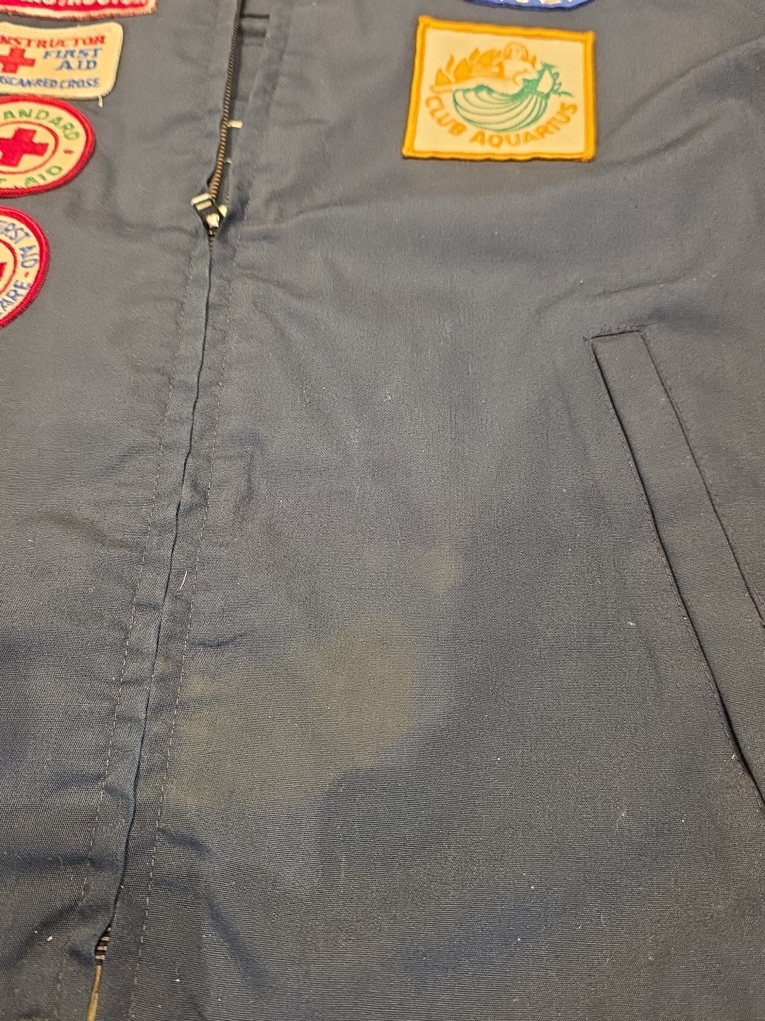 VTG Men Jacket M Scuba Cave Night Skin Diving Ship Wreck Patches Red Cross NASDS