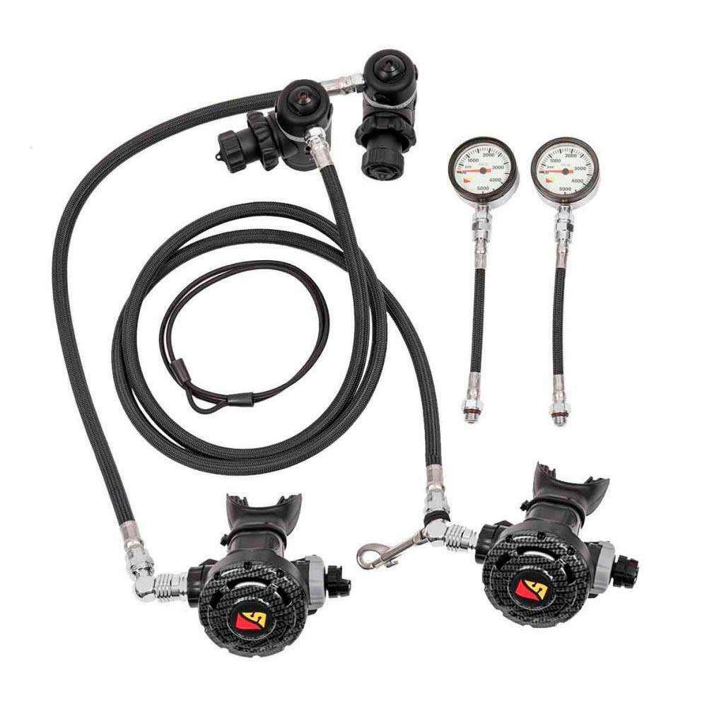 Dive Rite Regulator Sidemount Set 7′ / 22″ DIN with BAR gauges (metric)