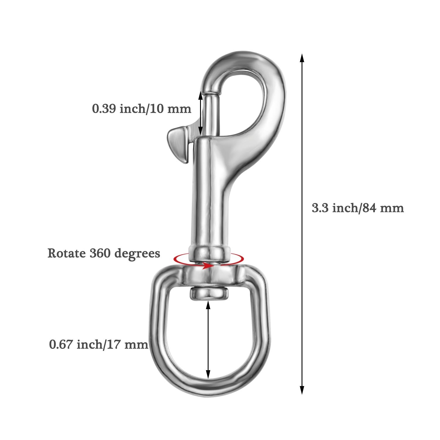 Heavy-Duty Swivel Eye Bolt Snap Hooks 3.3 Inch, 316 Stainless Steel, Bolt Sna…