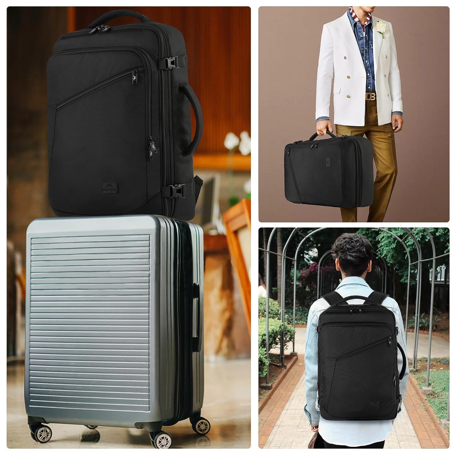 MATEIN Carry on Backpack, Extra Large Travel Backpack X-Large, Black
