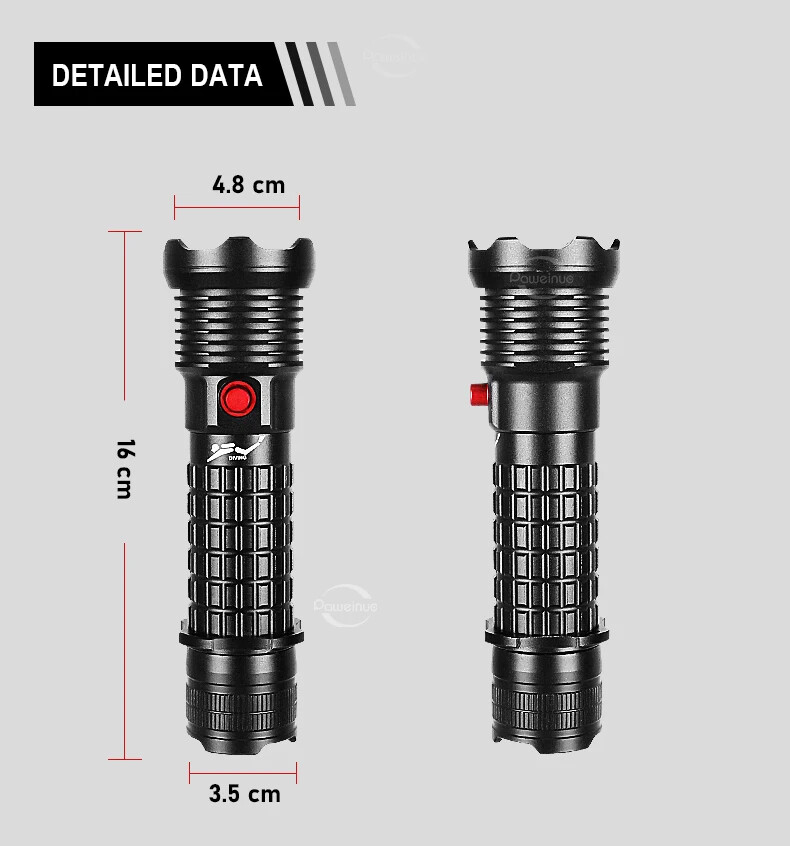 Most Powerful Professional Scuba LED Dive Flashlight Underwater Light Dive Torch