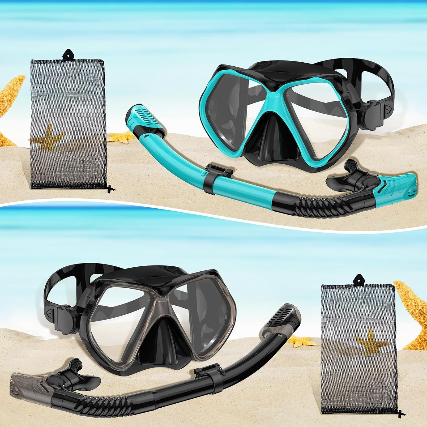 Snorkeling Gear for Adults, Dry Snorkel, Mask Set Adult, Diving Scuba Mask, Scub