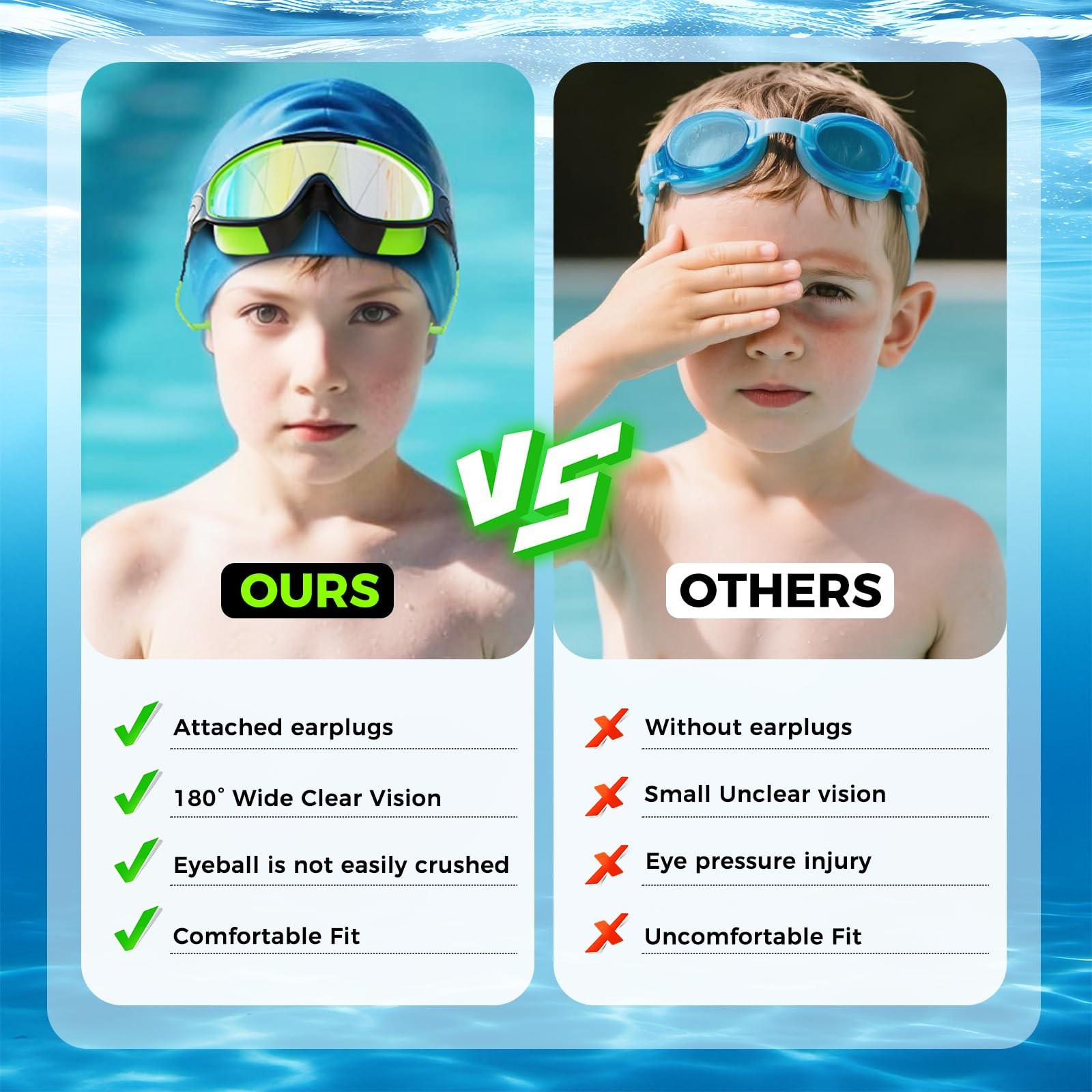 CMBJJU 3 Pack Swimming Goggles, Medium, 3pack-purple+colorful Blue+green-sg09