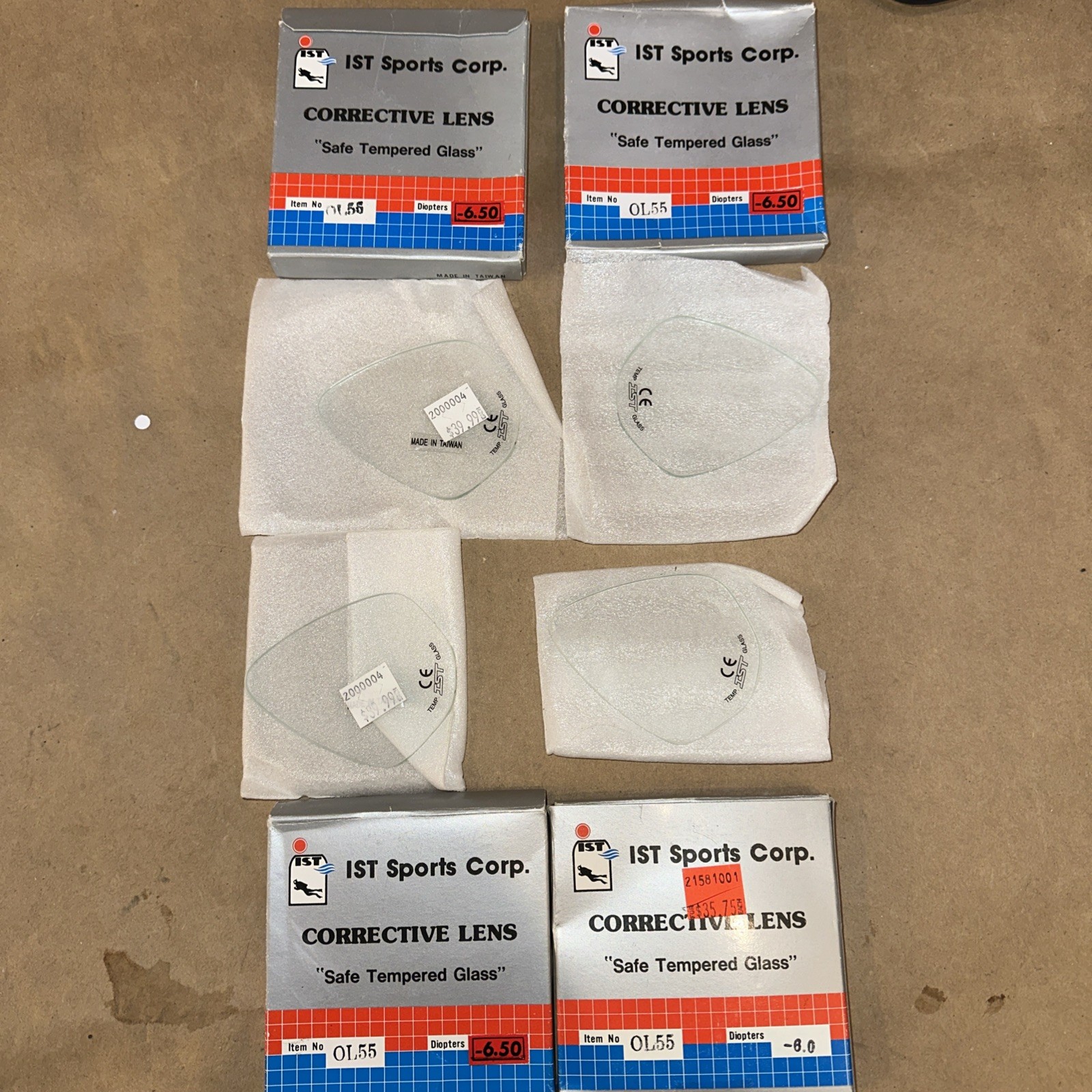 IST Sports Corp Corrective Dive Mask Lenses Mixed Lot -6 & -6.5 Diopter 4 Lenses