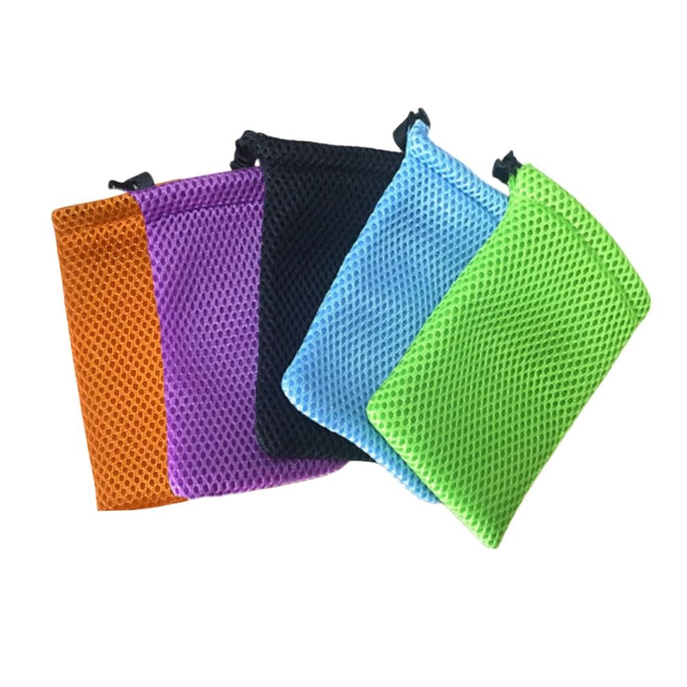 Nylon Mesh Drawstring Bag, 5 x 3.5 Inch Small Storage Pouch Small, Black-5Pcs