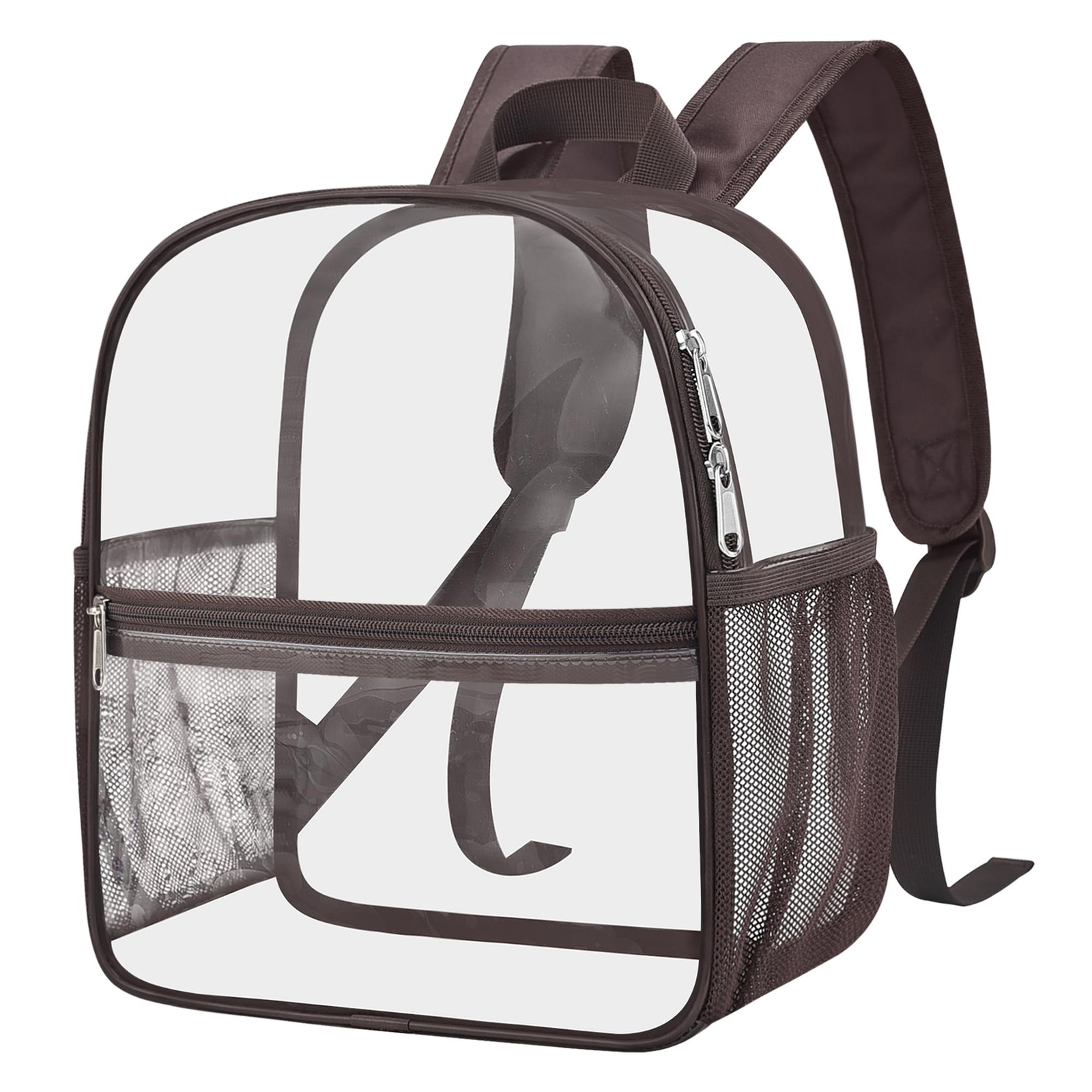 Oraben Clear Backpack Stadium Approved, 12 x 6 x 11 in, Small, Chocolate