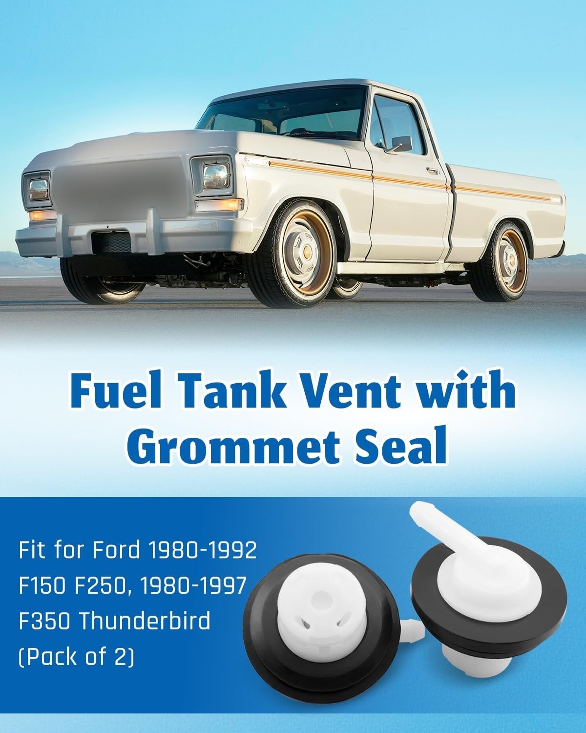 2 Packs Fuel Tank Vent with Grommet Seal Fit for Ford 1980-1991 F150 F250 198…