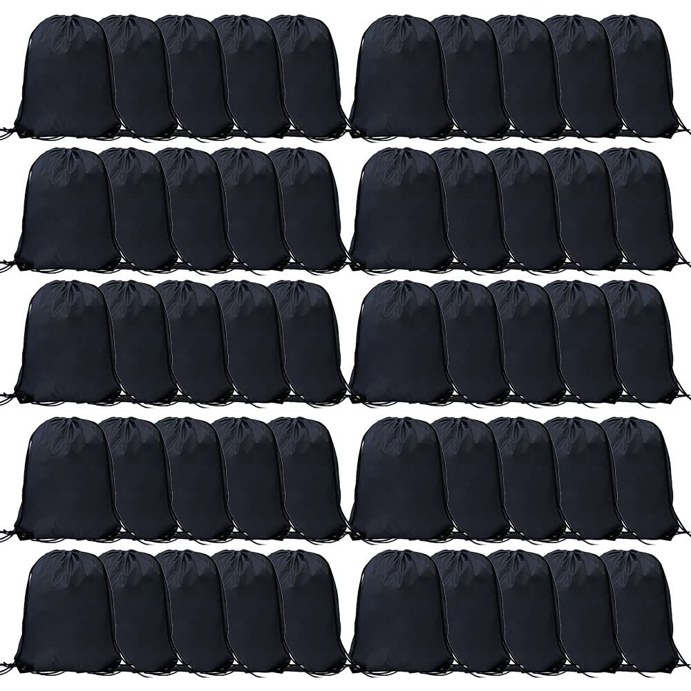 CODOBON 50 Pcs Drawstring Bags, Bulk Draw 16.5 inches x 13.3 inches, Black