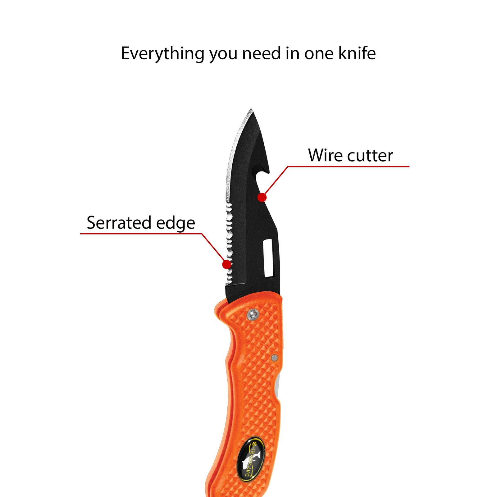 Nami Folding Knife – Wrist Lanyard, Saltwater Resistant – Scuba Diving, Spear…
