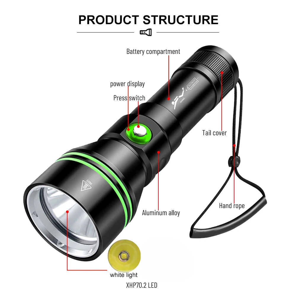 350000LM LED Professional Scuba Diving Light Underwater Flashlight Dive Torch