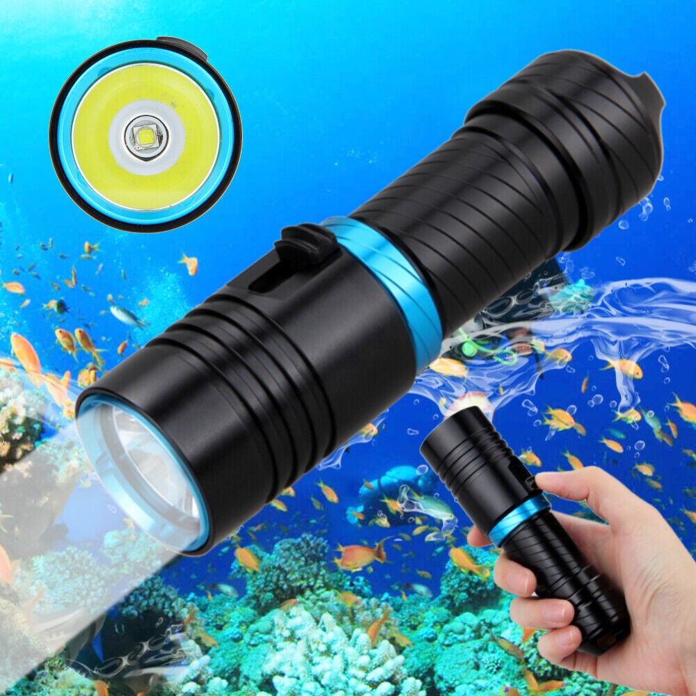 8000 Lumens Scuba Diving Flashlight LED Dive Torch Underwater 80M Outdoor LAMP
