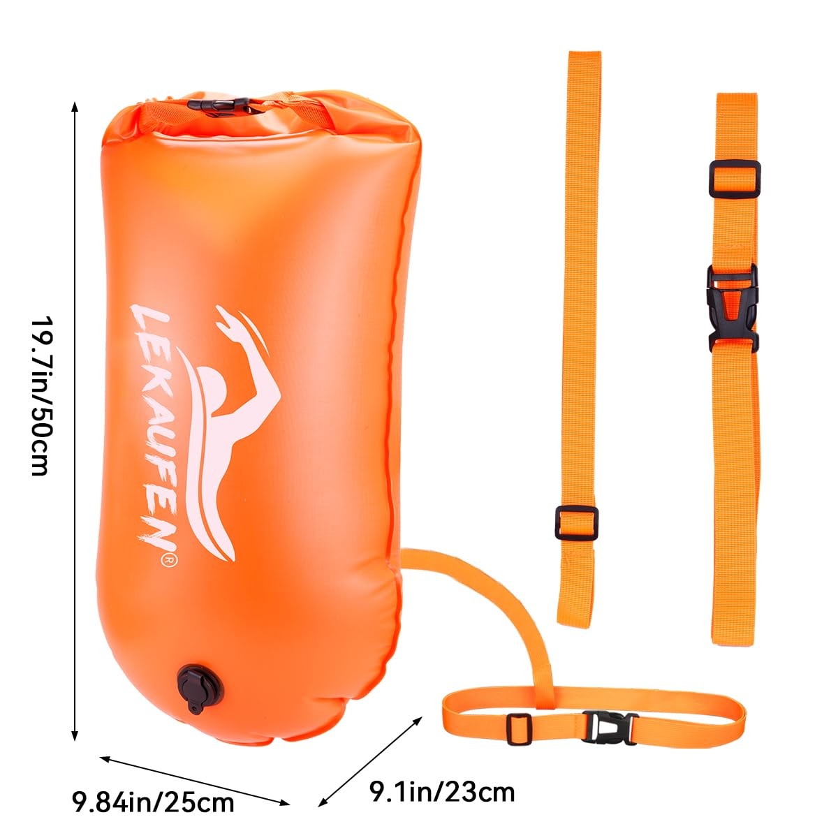 LeKaufen Swim Buoy for Open Water Swimmers – 28L Medium to Large, Orange