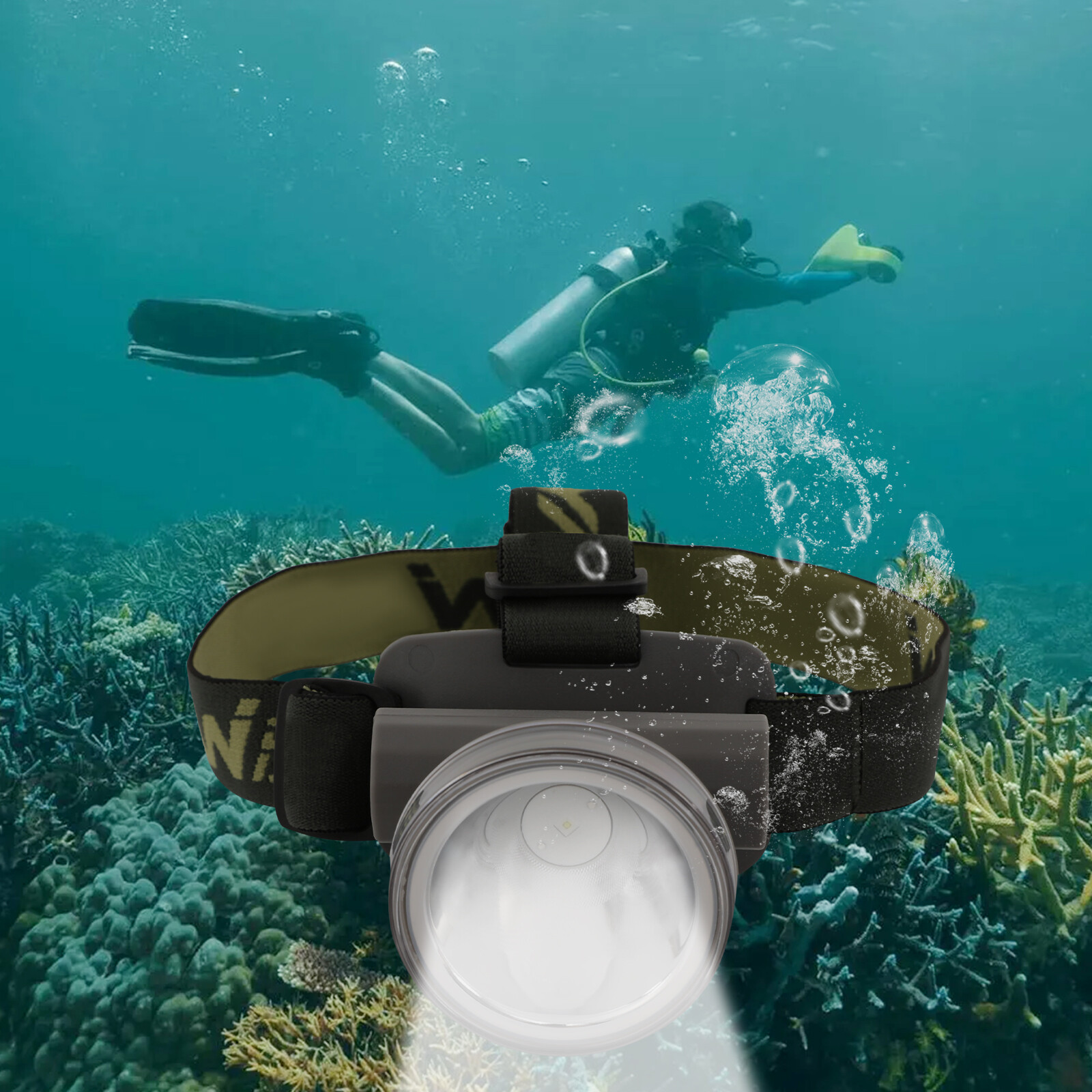 Underwater Headlight Rechargeable LED Diving Headlamp Head-mounted Diving Light