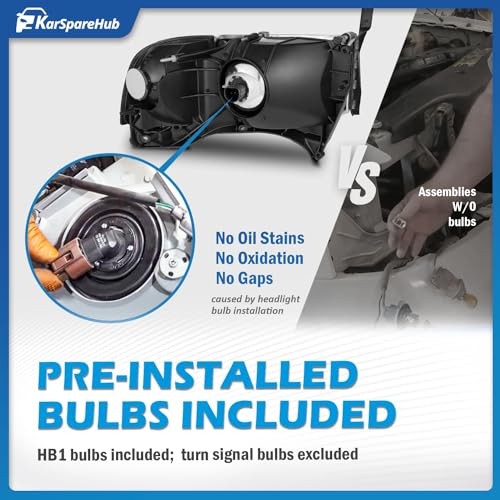 Headlights Assembly for 1994 OE Replacement Chrome | With High & Low Beam Bulbs