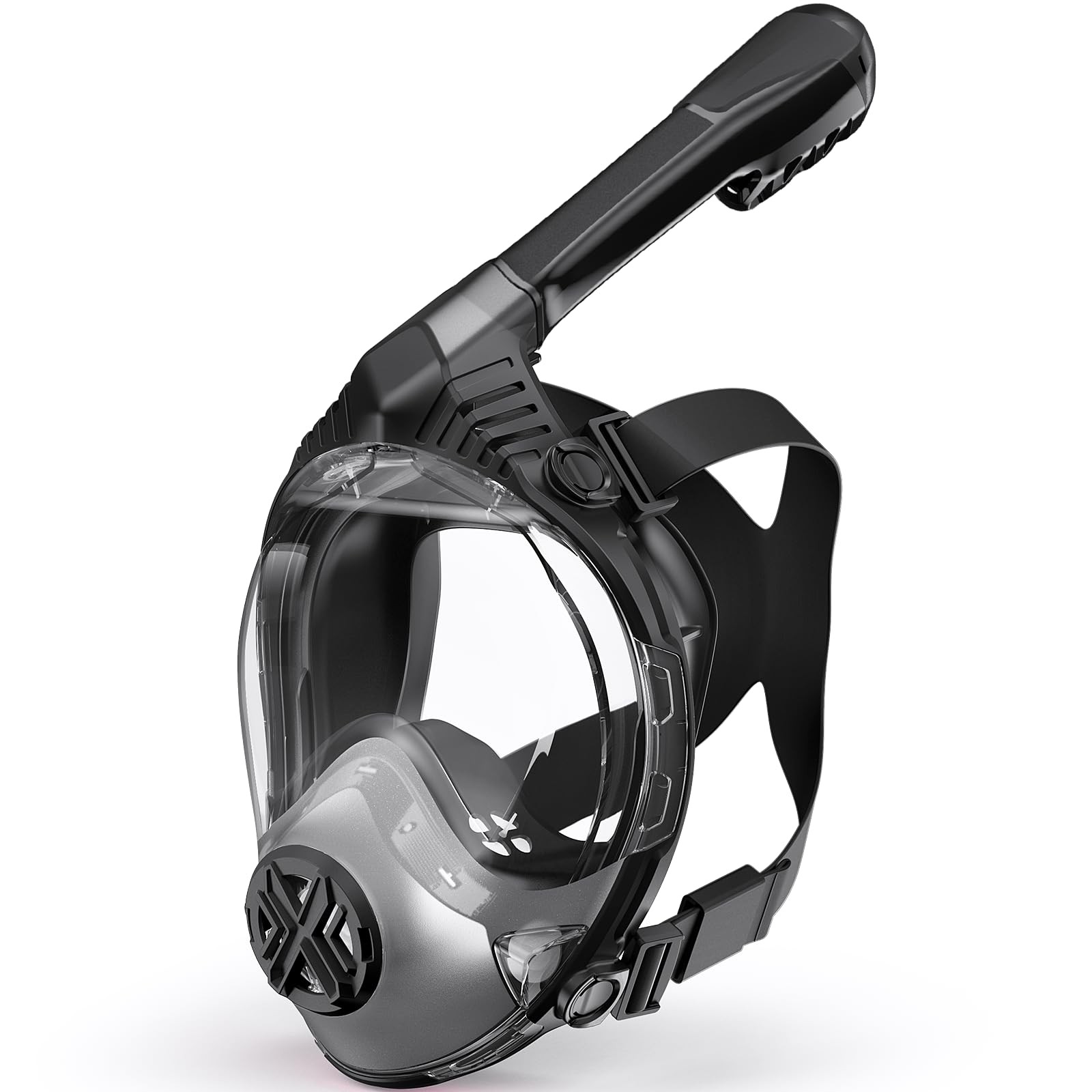 Full Face Snorkel Mask- Snorkeling Gear for Adults with Small-Medium, Black