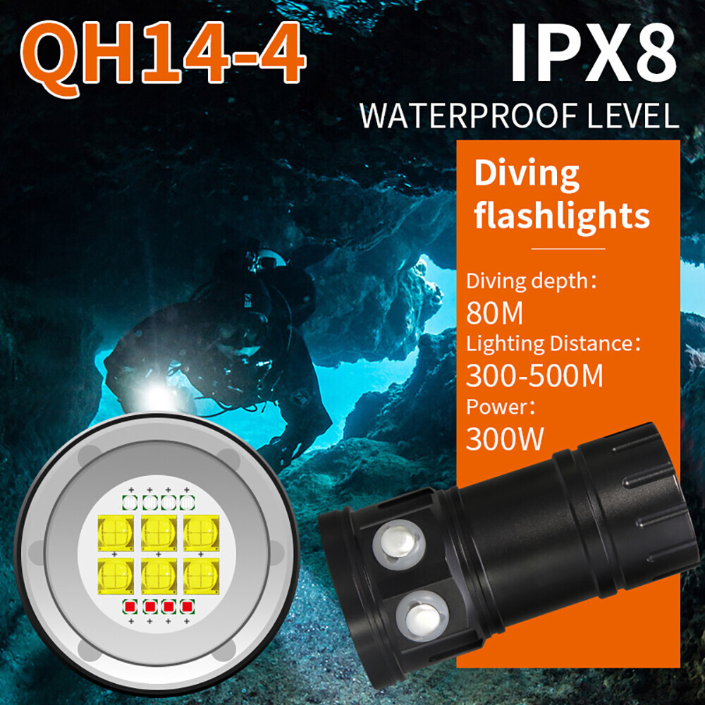 25000Lumen LED Scuba Diving Flashlight 500M Underwater Video Photography Light