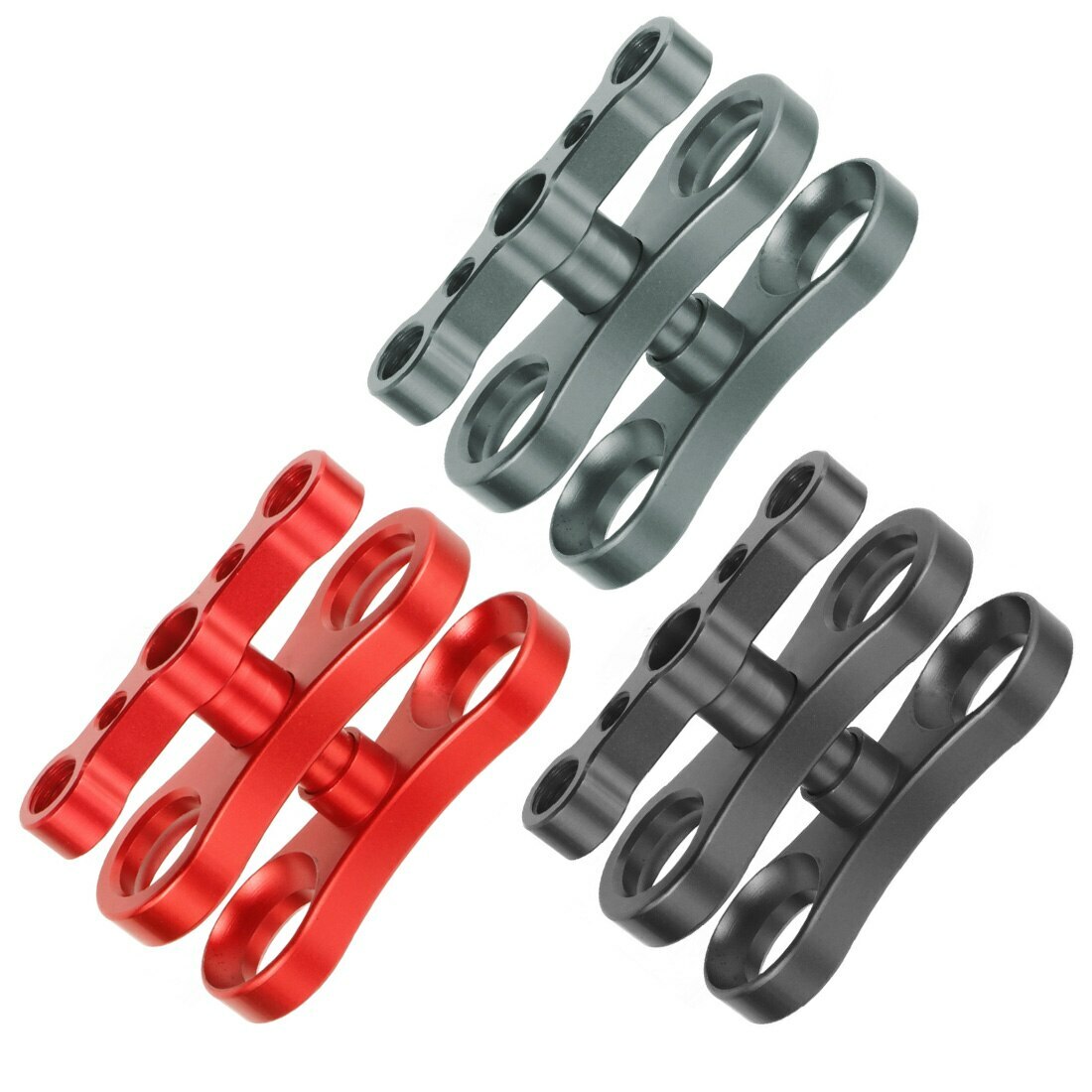1″ Ball Clamp Dual Balls Clamp Mount Adapter for Diving Cams Arm GoPro LED Light