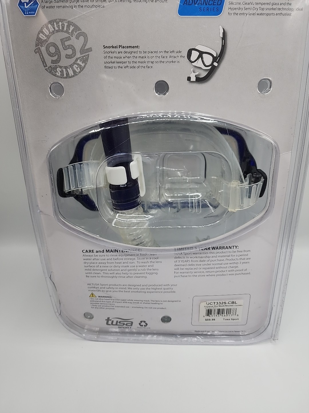Tusa Sport Pro Series Imprex 3D Blue Kapalua Snorkel Mask Combo Blue UCT3325CBL