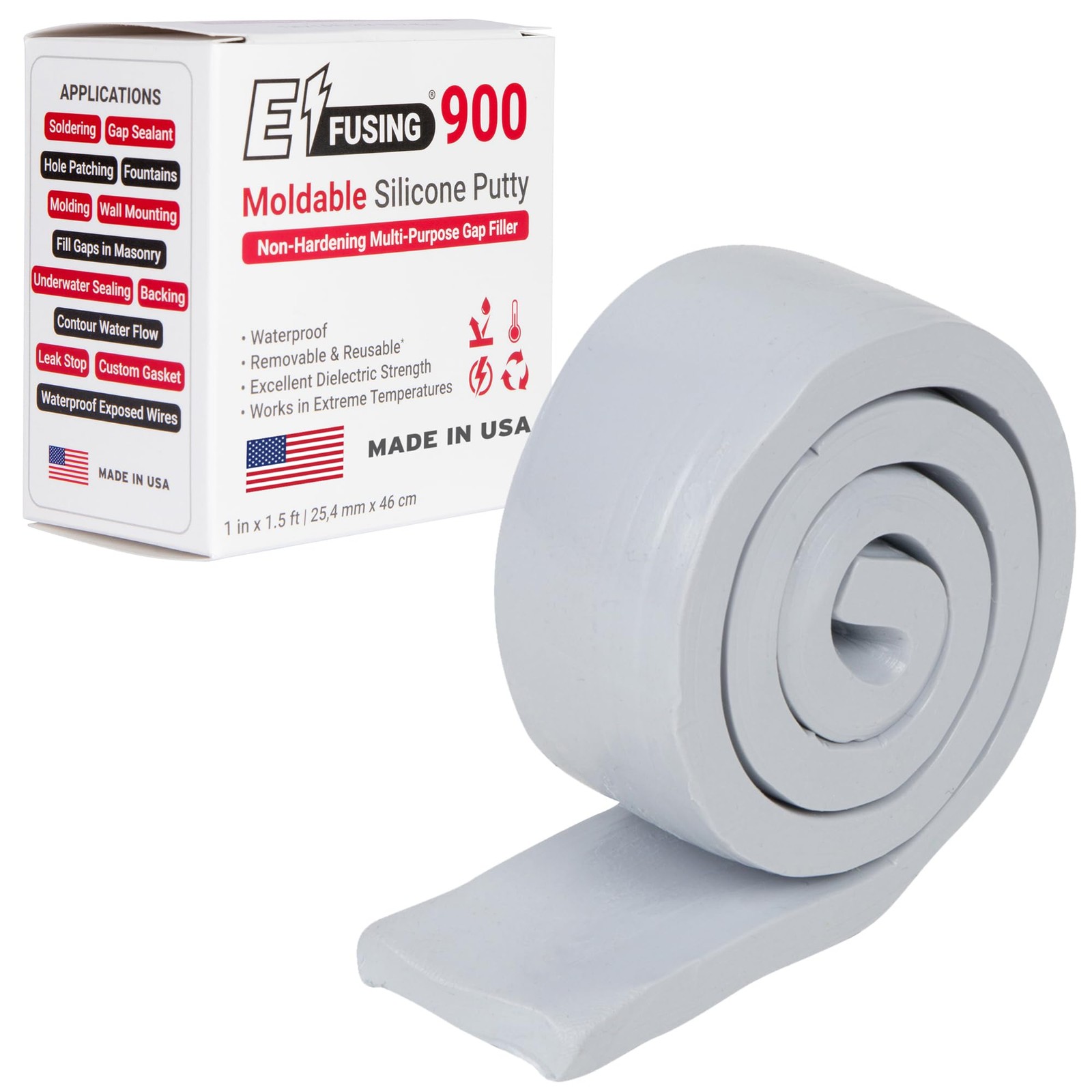 900 Moldable Silicone Putty – Gray Rectangular Shape Rectangular,