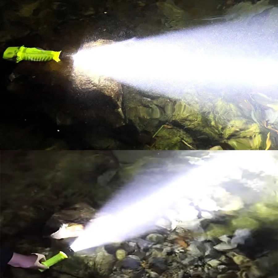 Professional Diving Flashlight IPX8 USB Rechargeable Light Scuba Diving Torch