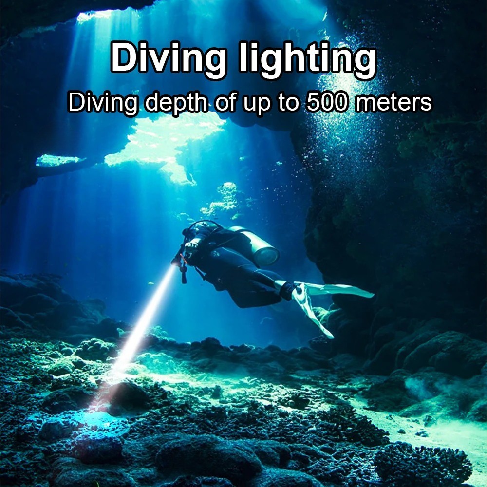 Super Bright Scuba Diving Flashlight Waterproof Underwater Dive Snorkeling Torch