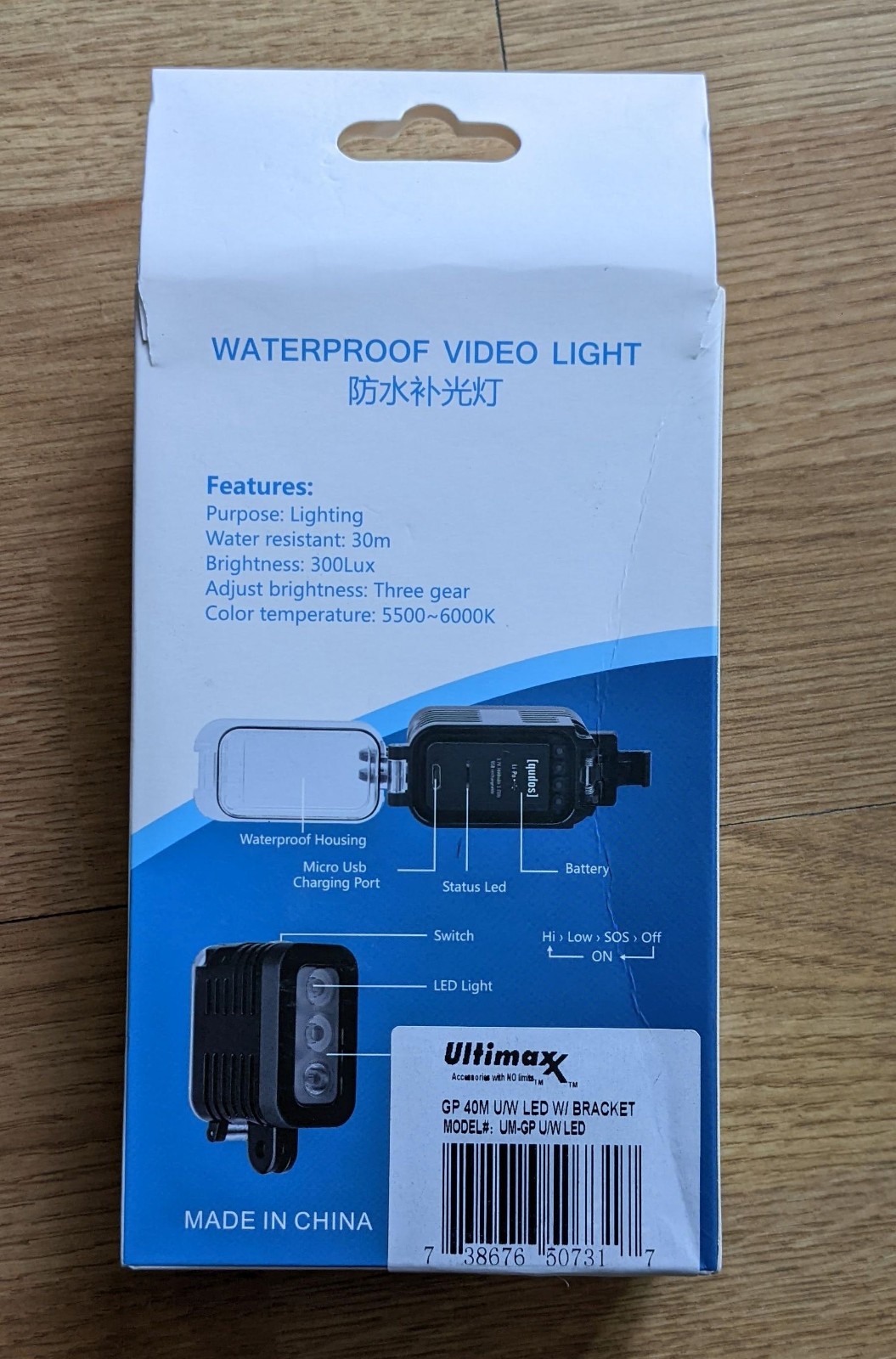 High Power Waterproof Diving Light – LED Underwater Video Light for GoPro Hero