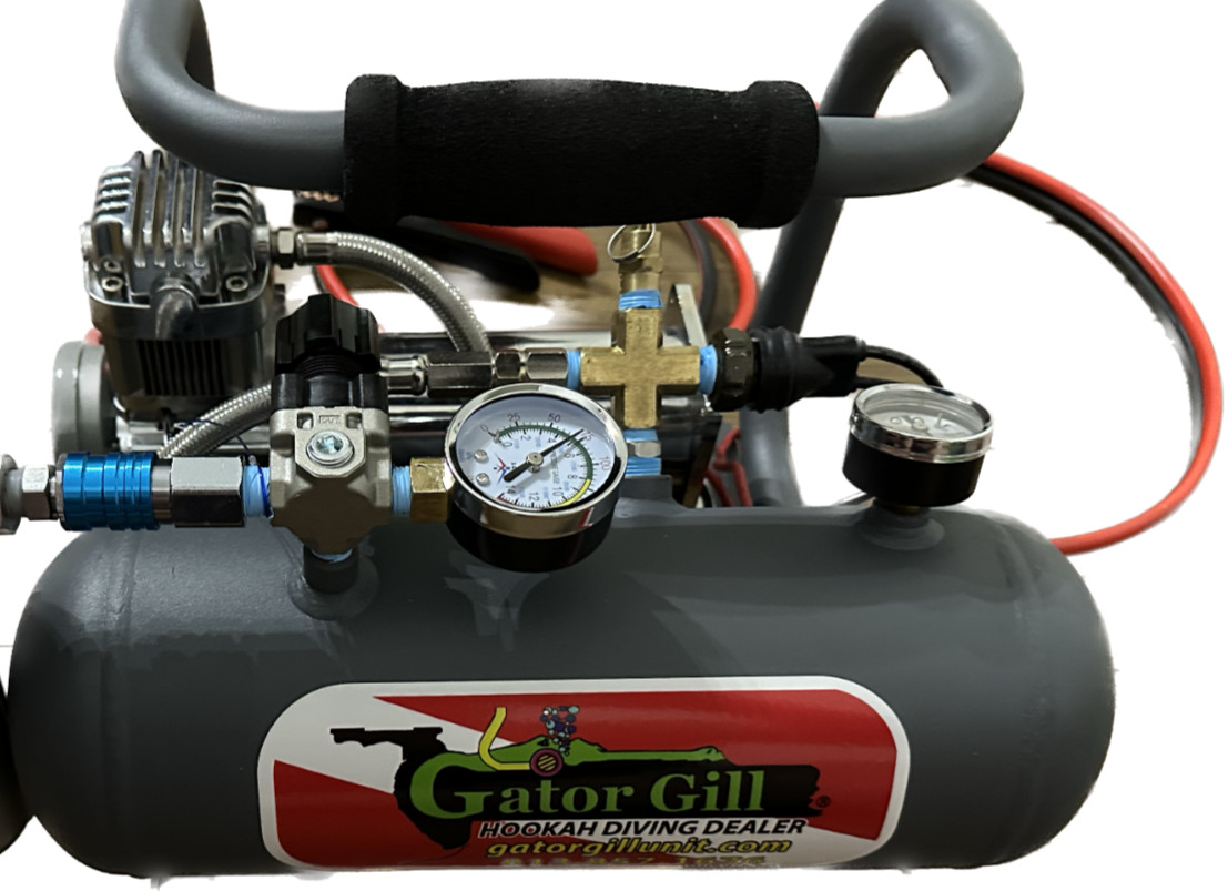 HOOKAH DIVING»GUPPY» 1-gallon compact Dive Compressor 12 volt 2.0 CFMs w/filter.