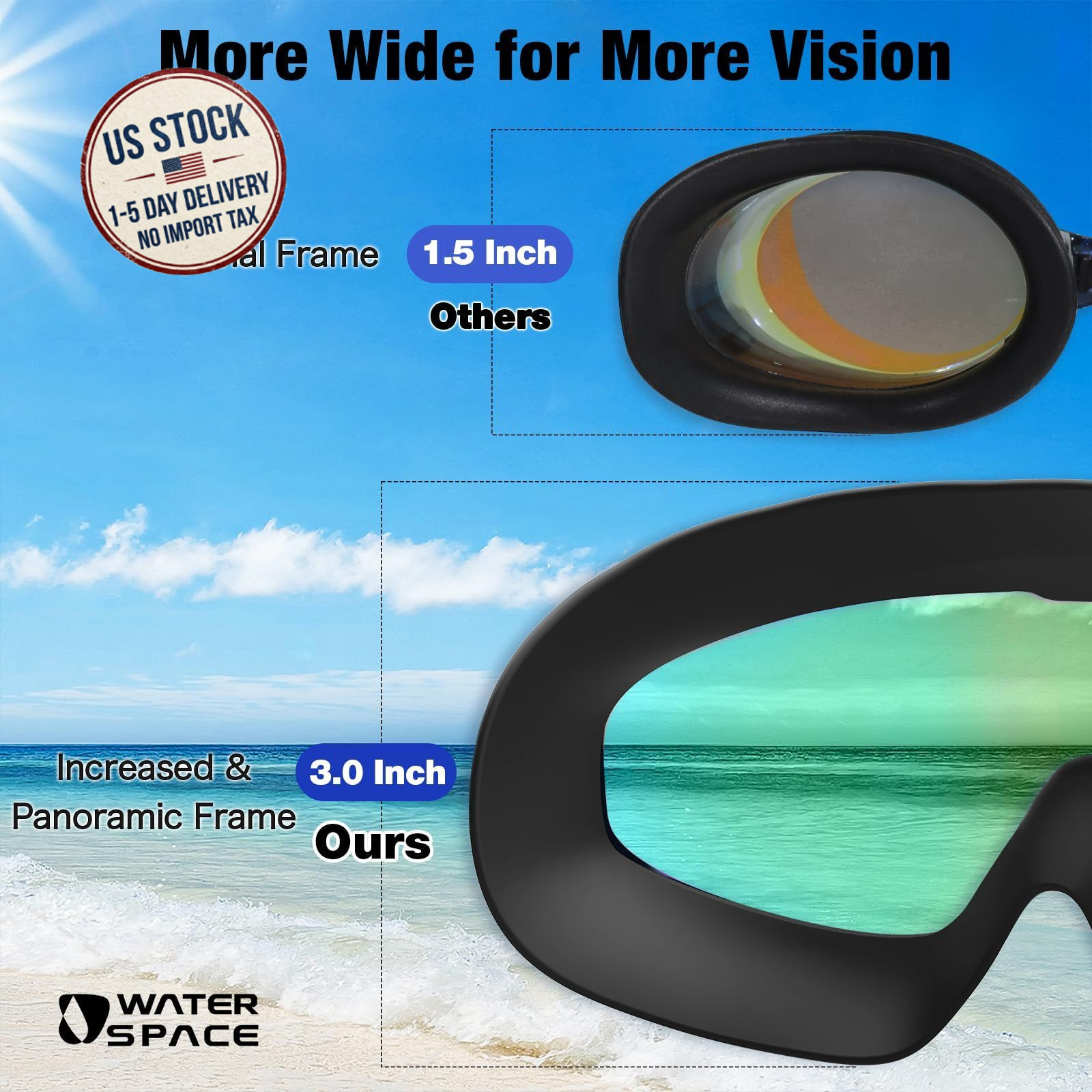Water Space 2 Pack Swim Goggles, Swimming Goggles for Men 1, Pink a & Blue a