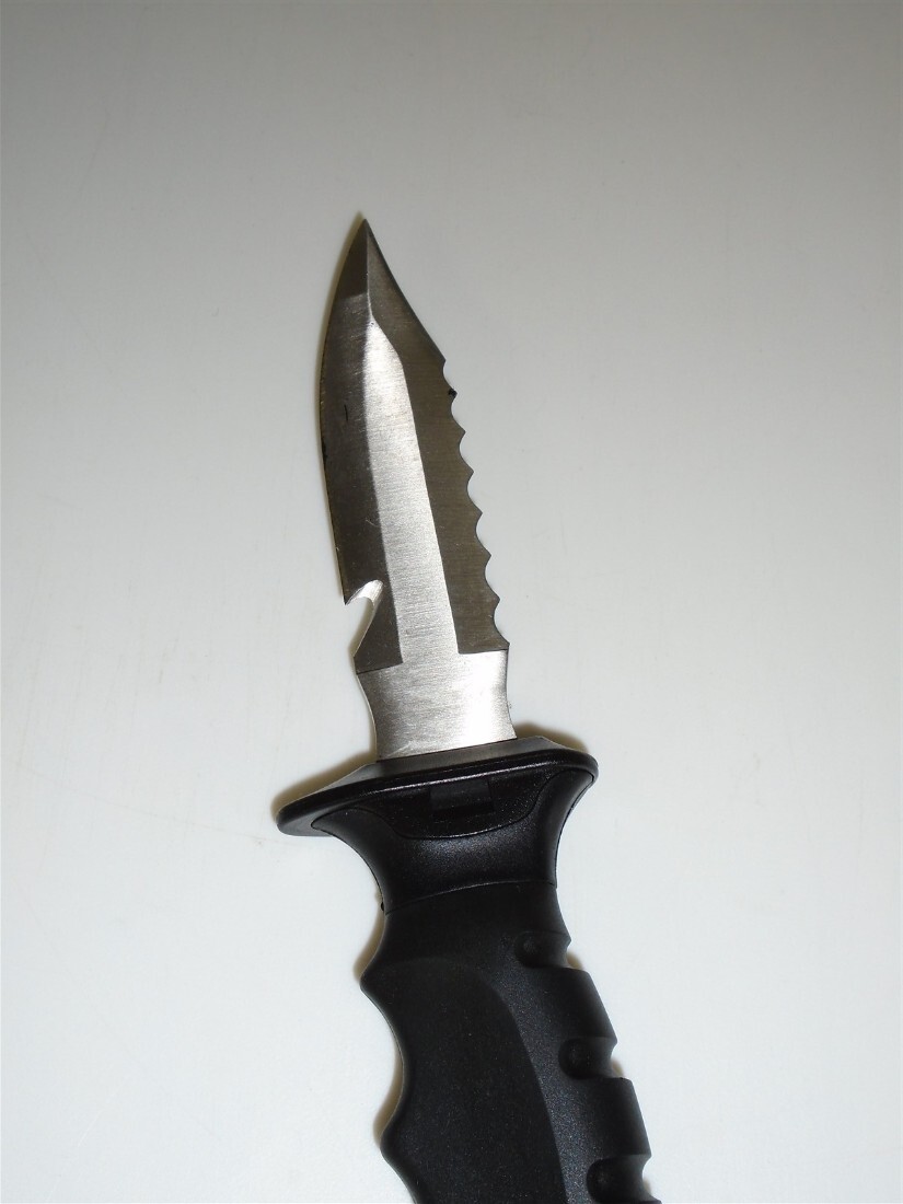 Promate Barracuda Stainless Steel Sharp Tip Knife Scuba Diving Snorkeling BLACK