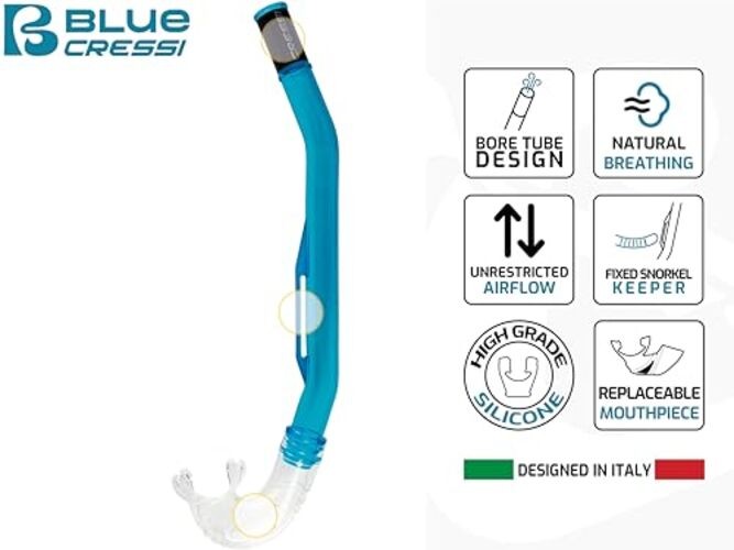 Scuba Diving Minimal Fixed Keeper Snorkel – Easy and Clear/Clear/Black Adult