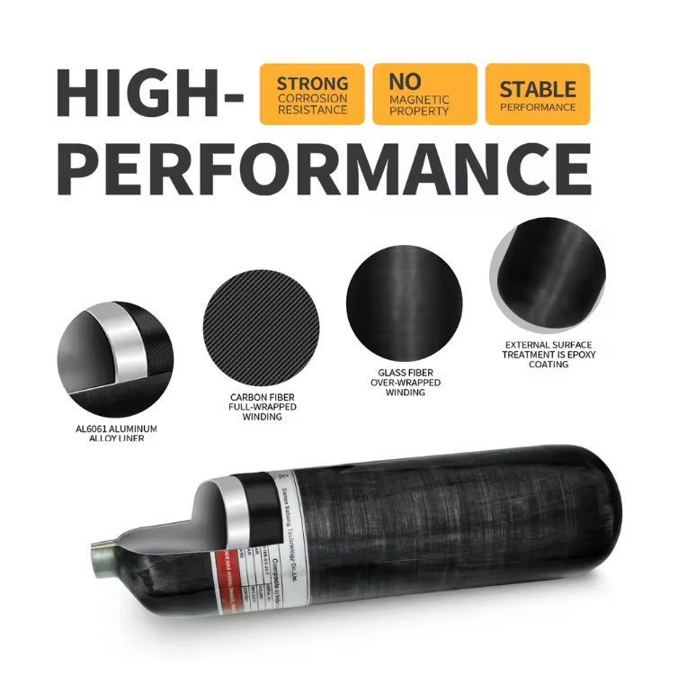 3L Carbon Fiber Cylinder High Pressure Tank Fill Station Valve 4500PSI 300BAR