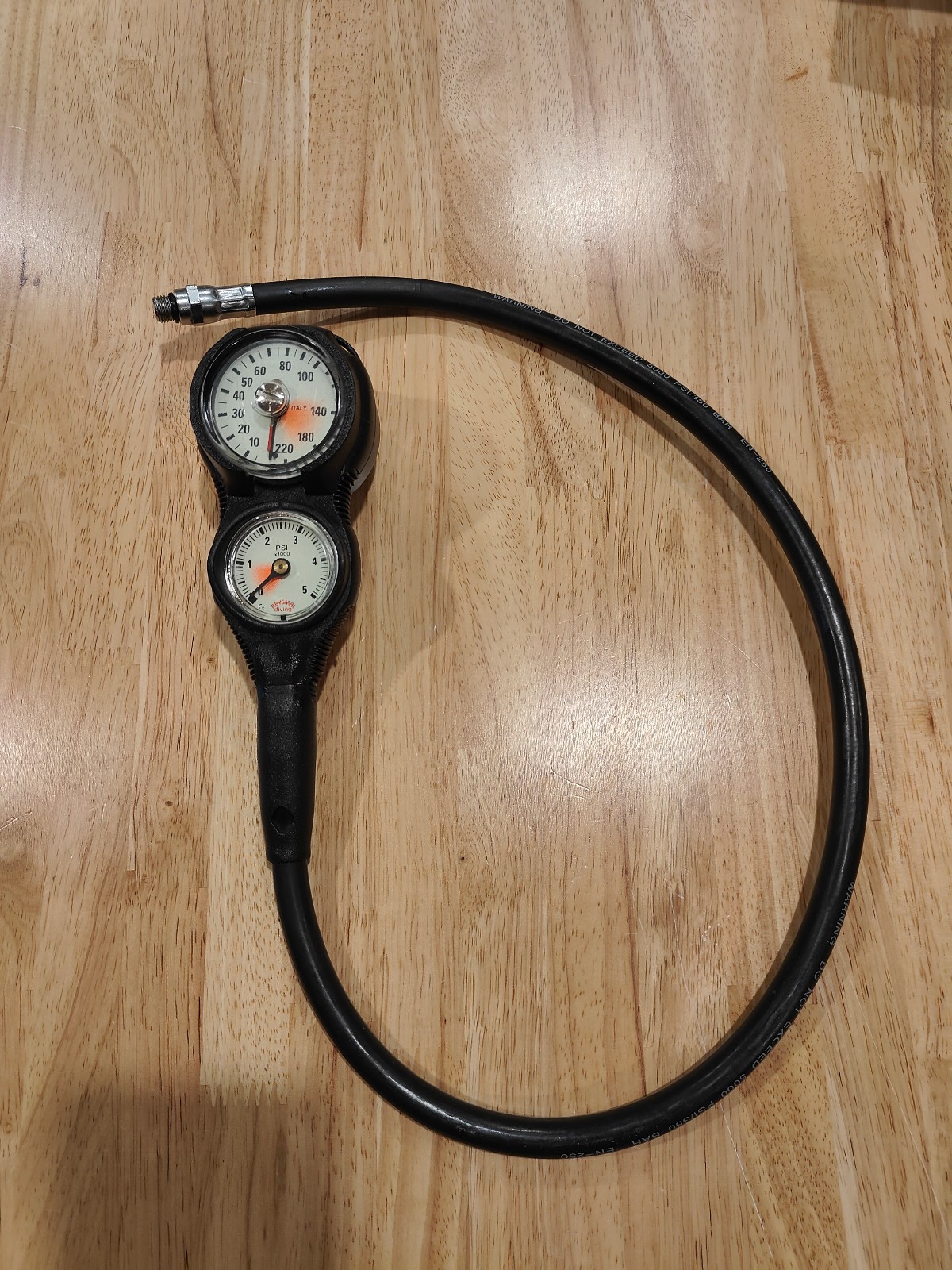 Three-Gauge Scuba Console with SPG, Depth Gauge and Compass, Tested Good!