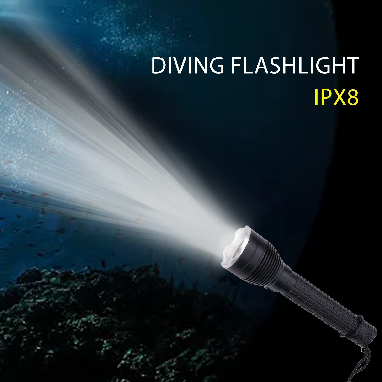 Scube Diving Flashlight P70-LED Light Waterproof Underwater Outdoor USB Torch