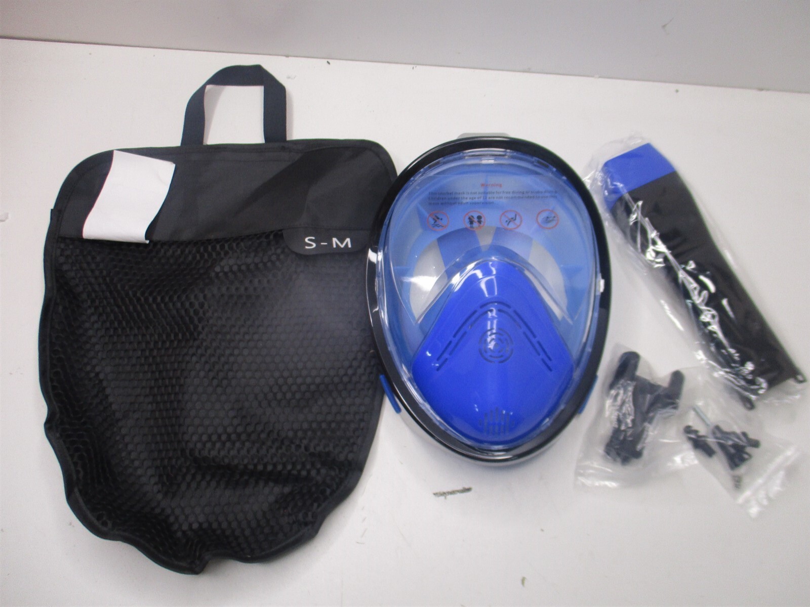 Small/Medium Blue/Black G2 Full Face Snorkel Mask with Latest Dry Top System