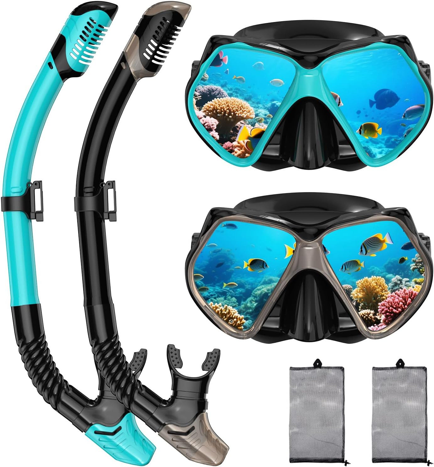 Snorkeling Gear for Adults, Dry Snorkel, Mask Set Adult, Diving Scuba Mask, Scub
