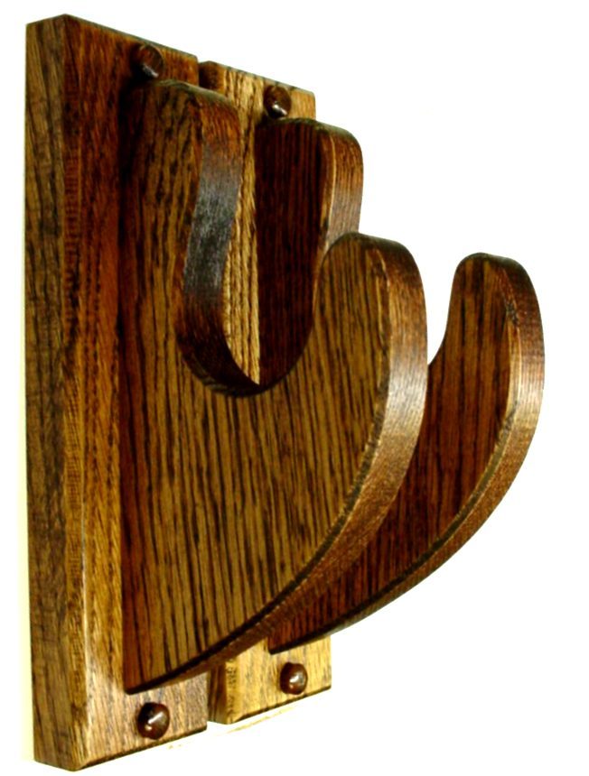 Oak Wooden Fishing Pole Rack Rod Rests Speargun Holder Finished Wall Hooks