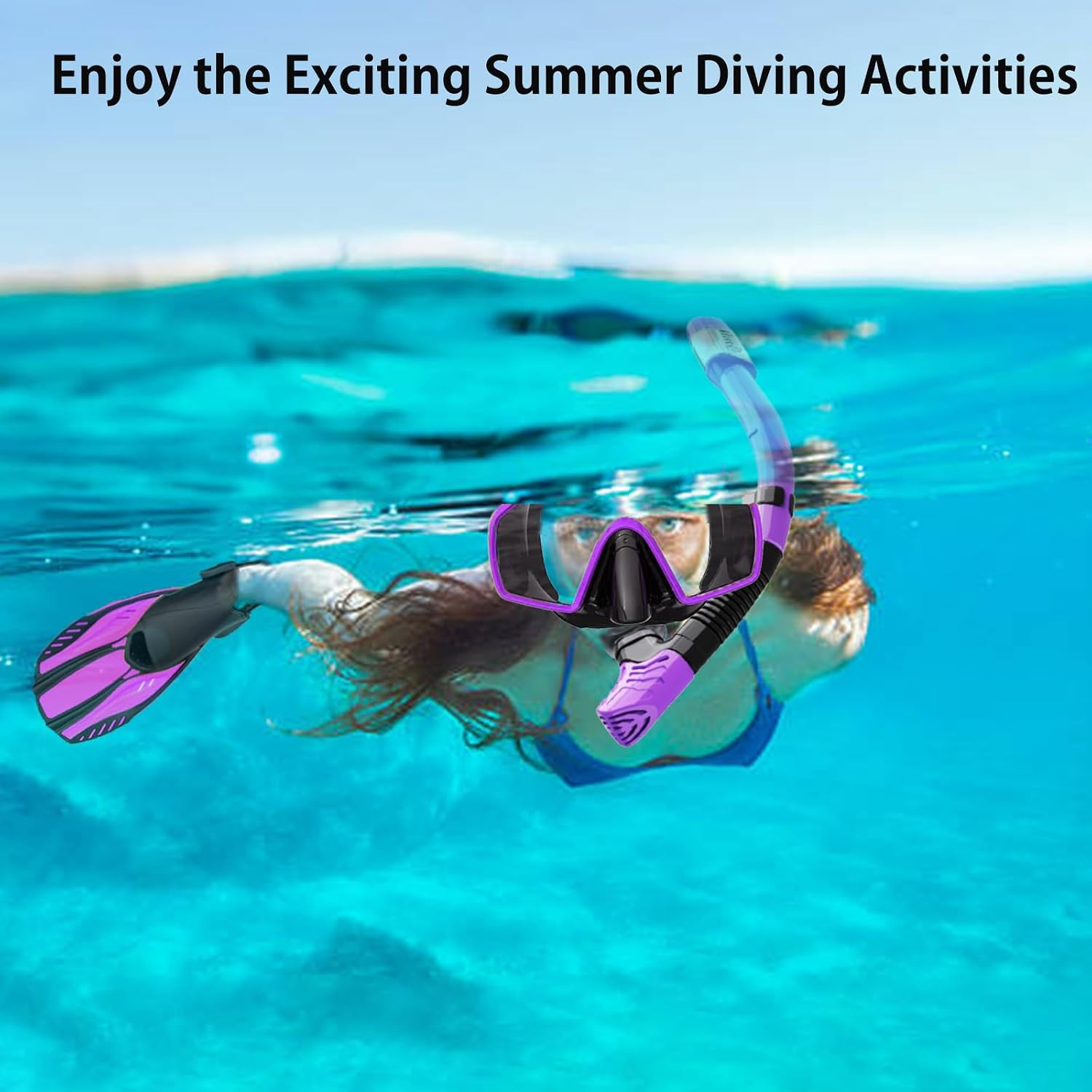 Snorkeling Gear for Adults,Mask Fins Snorkel Set,Panoramic View Diving Mask Anti