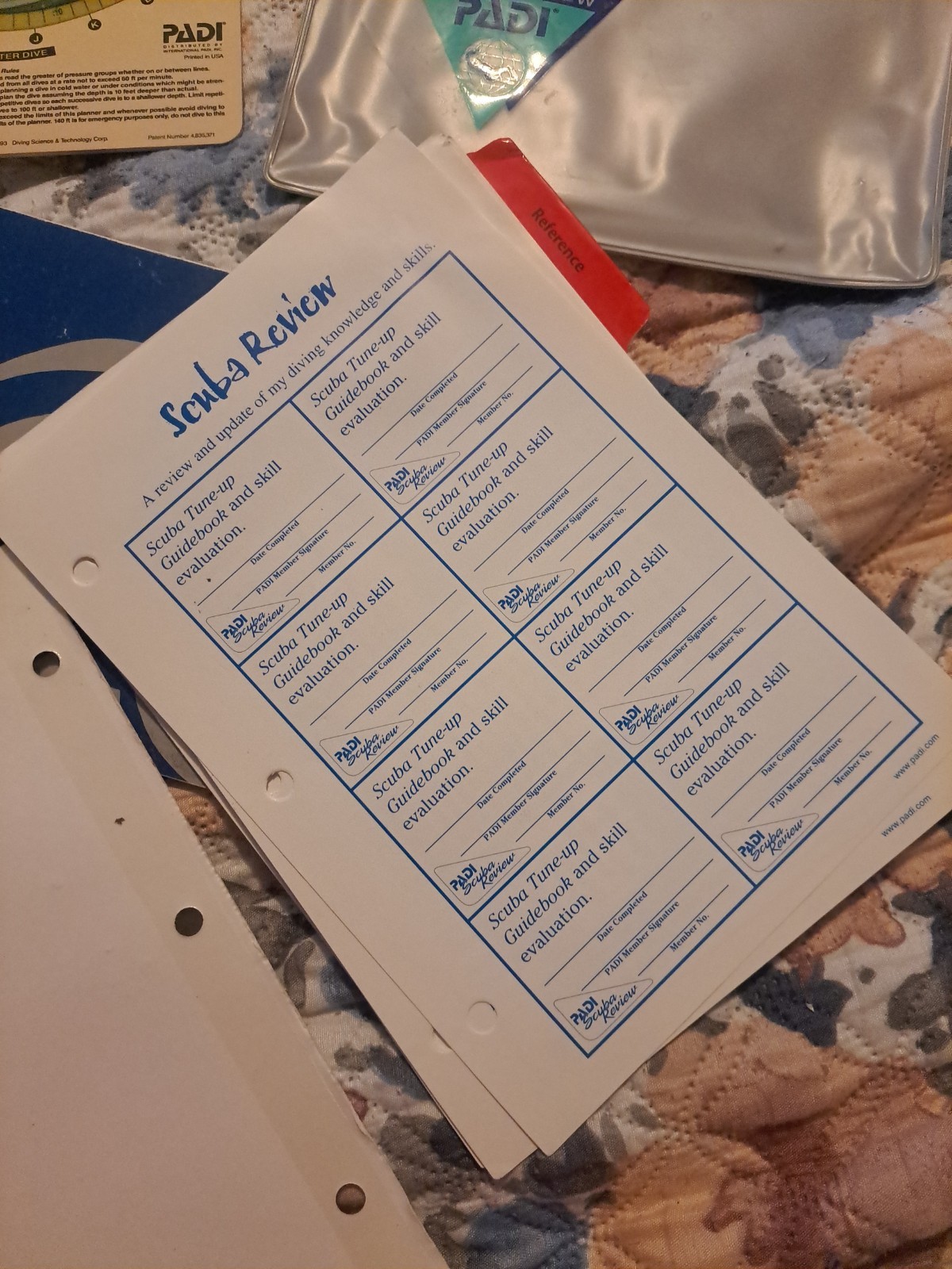 PADI The Wheel & Table Recreational Scuba Dive Planners & Instruction Booklet