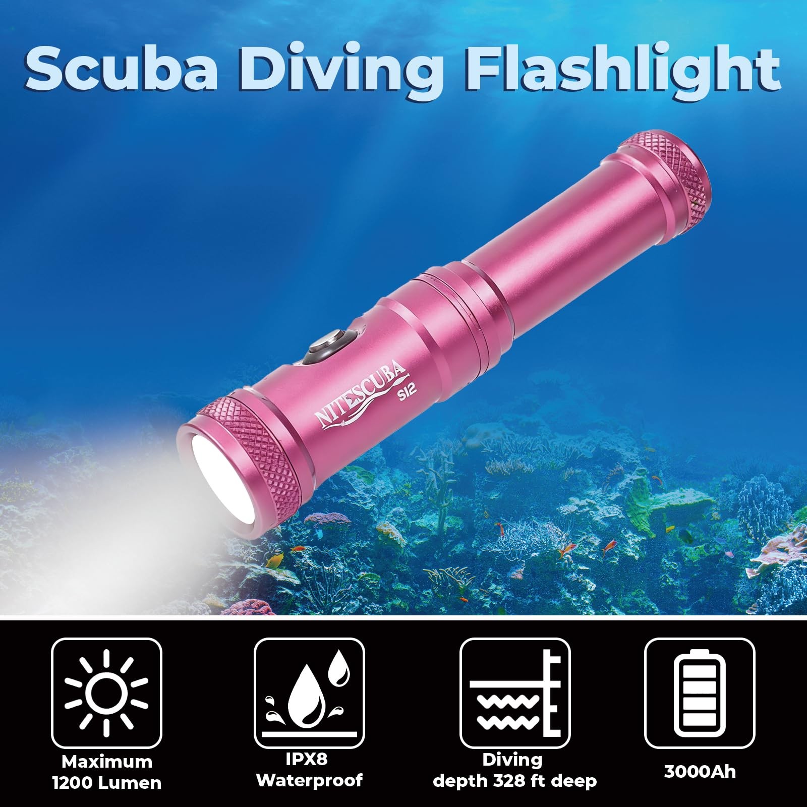 Nitescuba Scuba Diving Flashlight Dive Lights Torch 1200 Lumen Underwater 100M