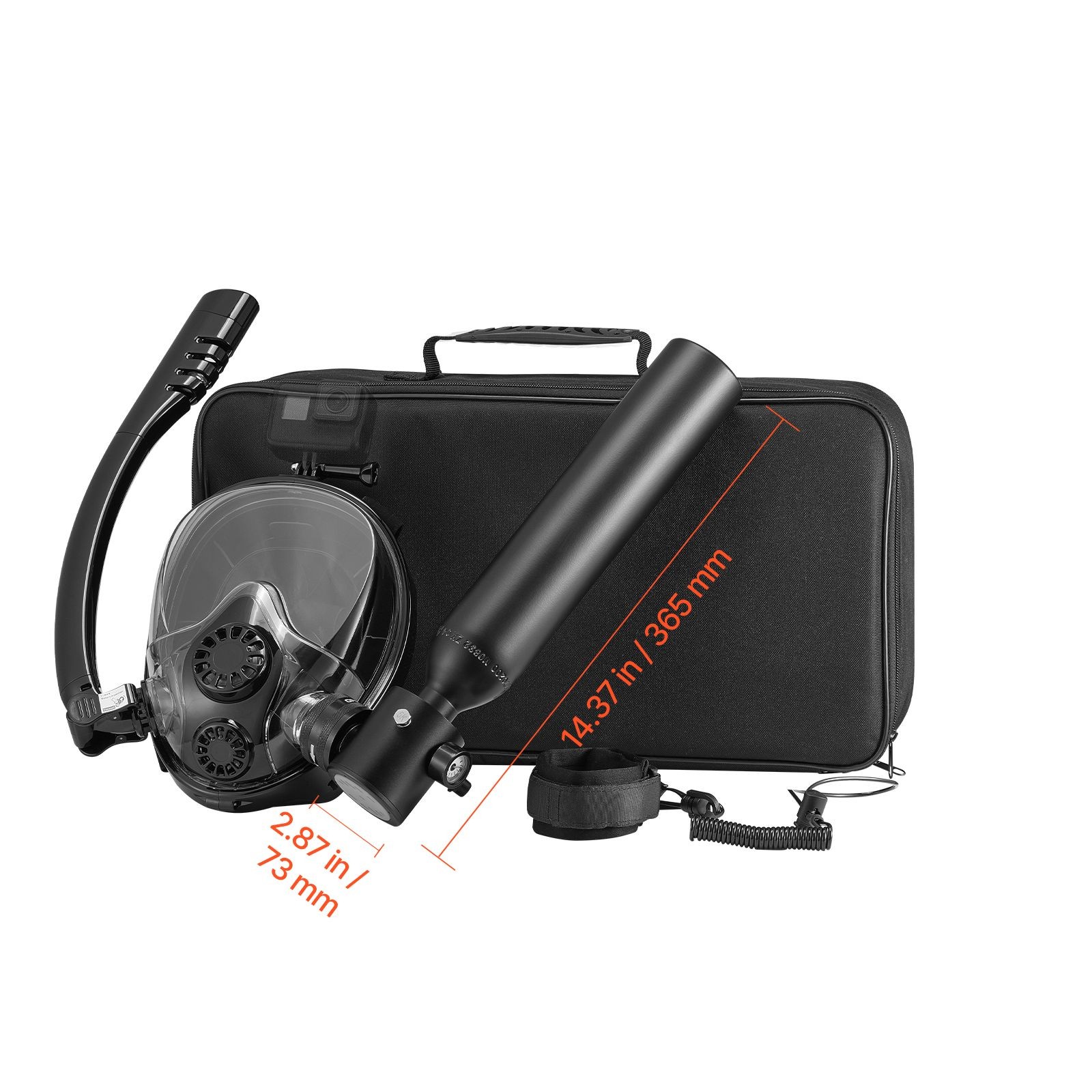 0.5L Scuba Tank Kit, 98.43ft Depth, 10 Min Breath with Mask
