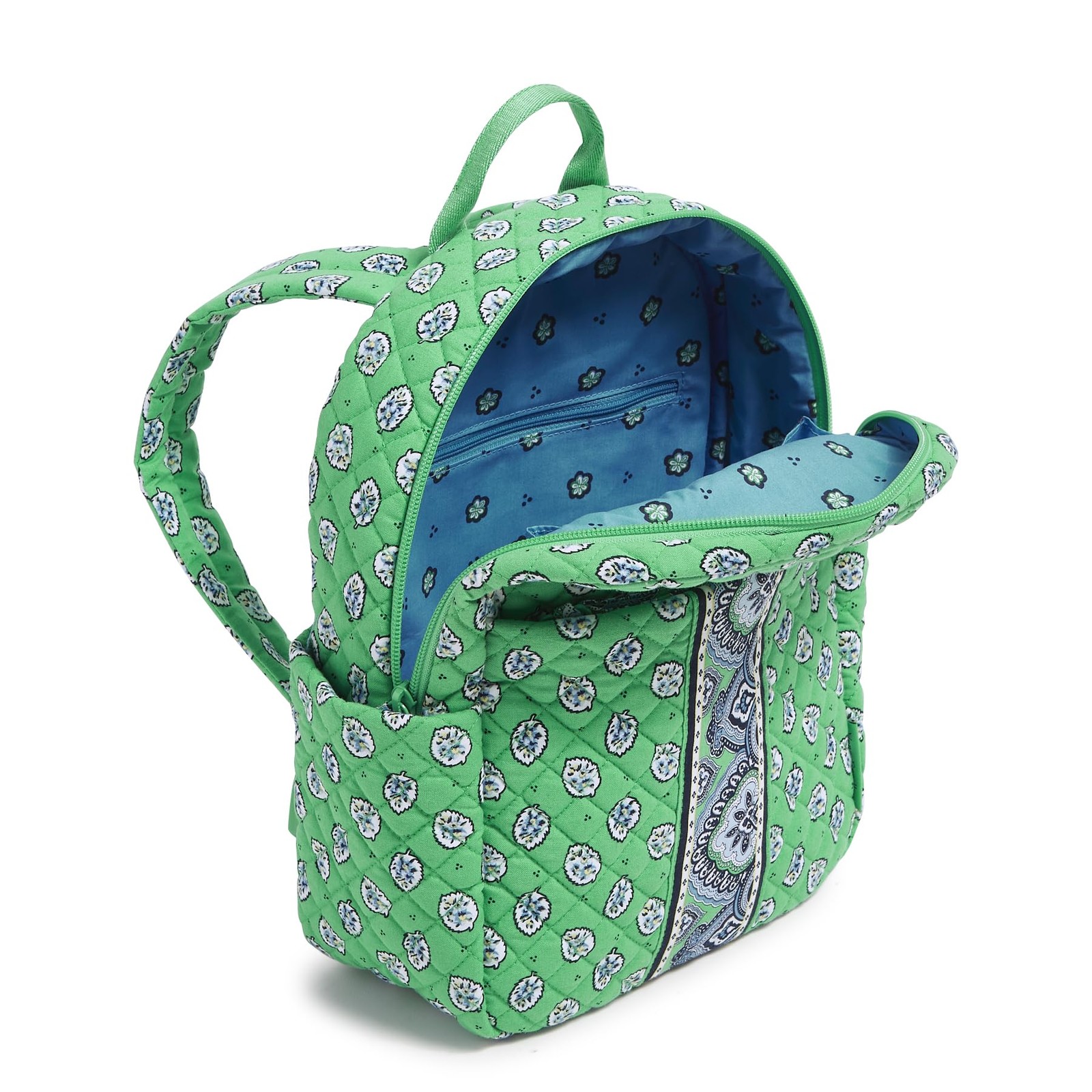 Vera Bradley Cotton Small Backpack, Garden Green Leaf, One Size Size, Leaf