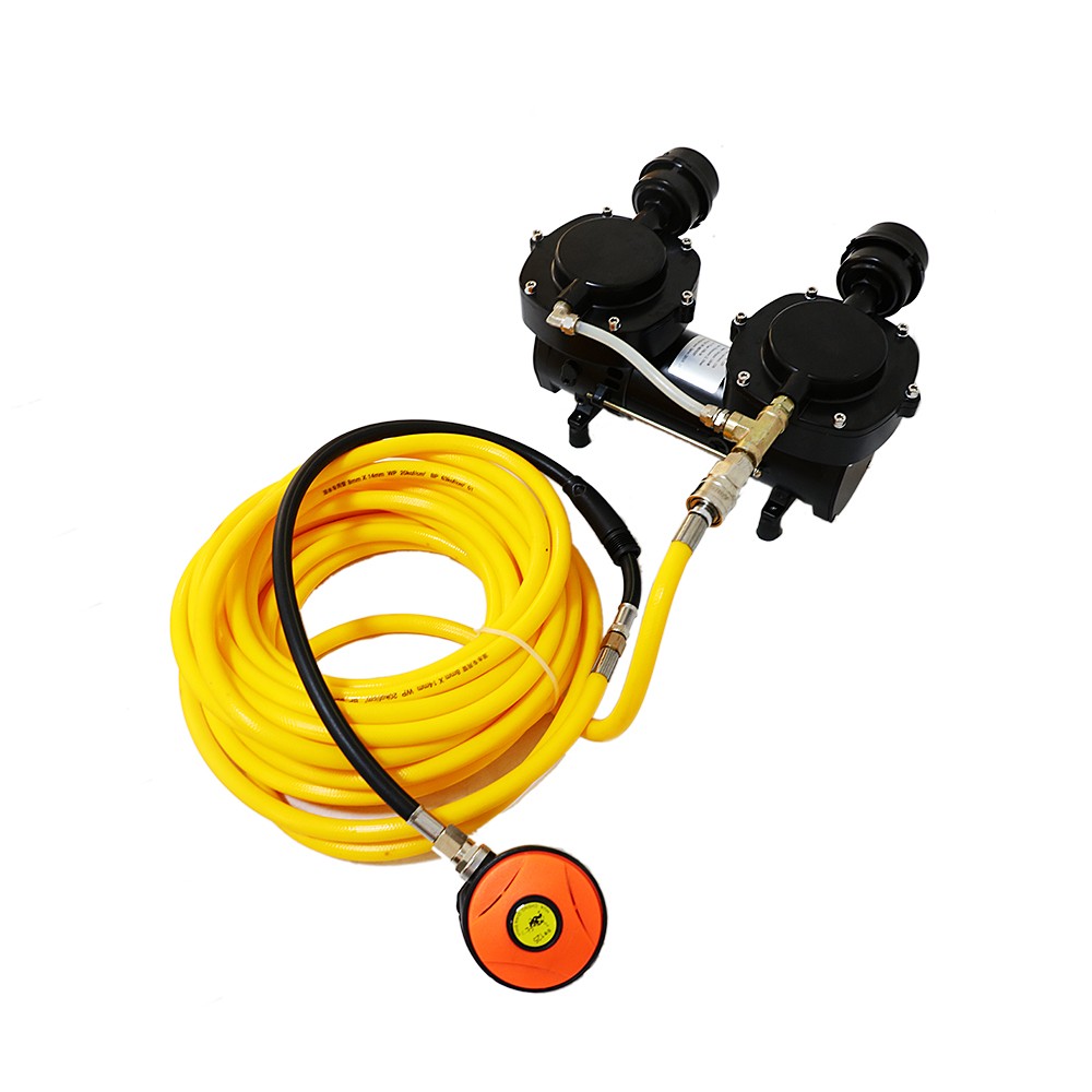 Direct Breath 12V Oil-less Hookah Dive Air Compressor W/ 50FT Hose+Regulator