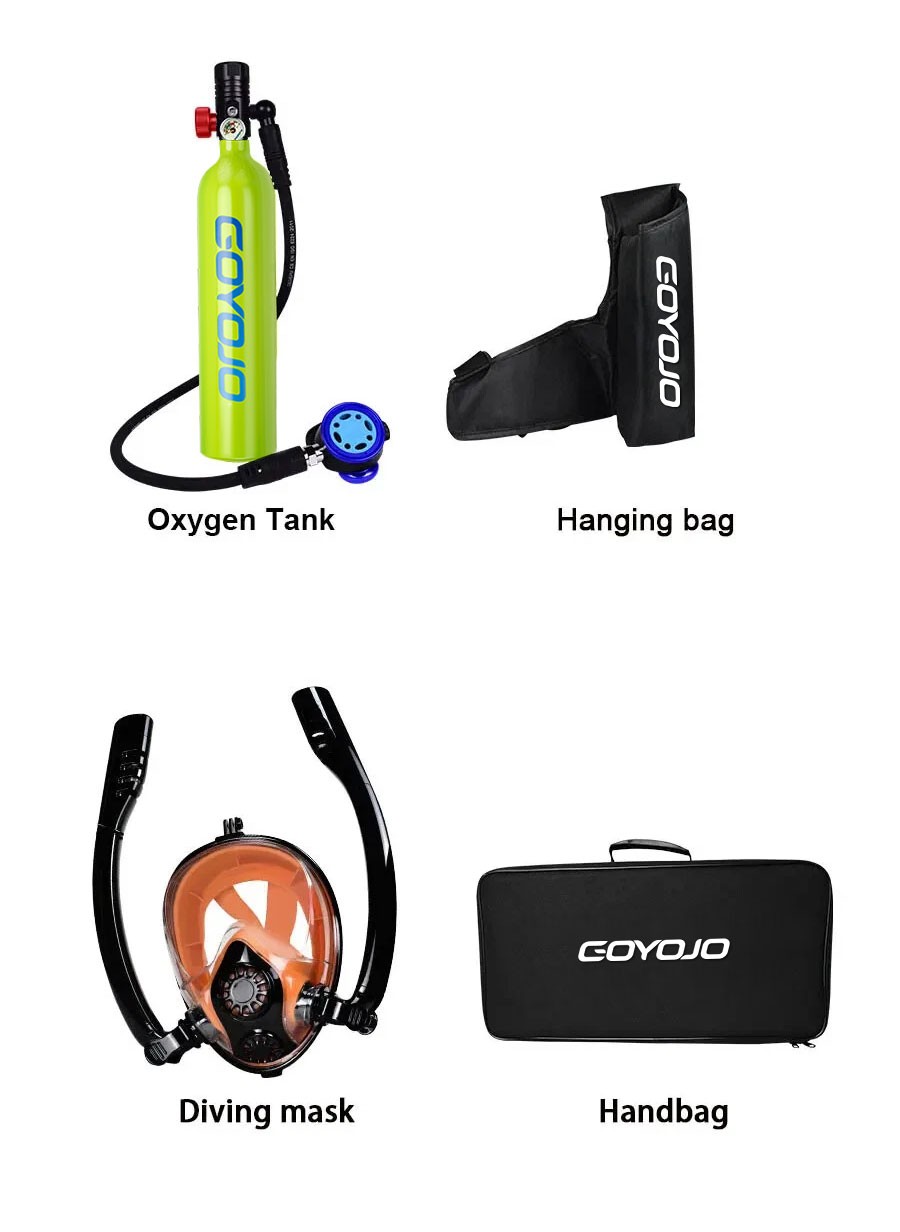 GOYOJO 1L Scuba Tank Oxygen Diving Cylinder Respirator Snorkeling Pump S5000PLUS