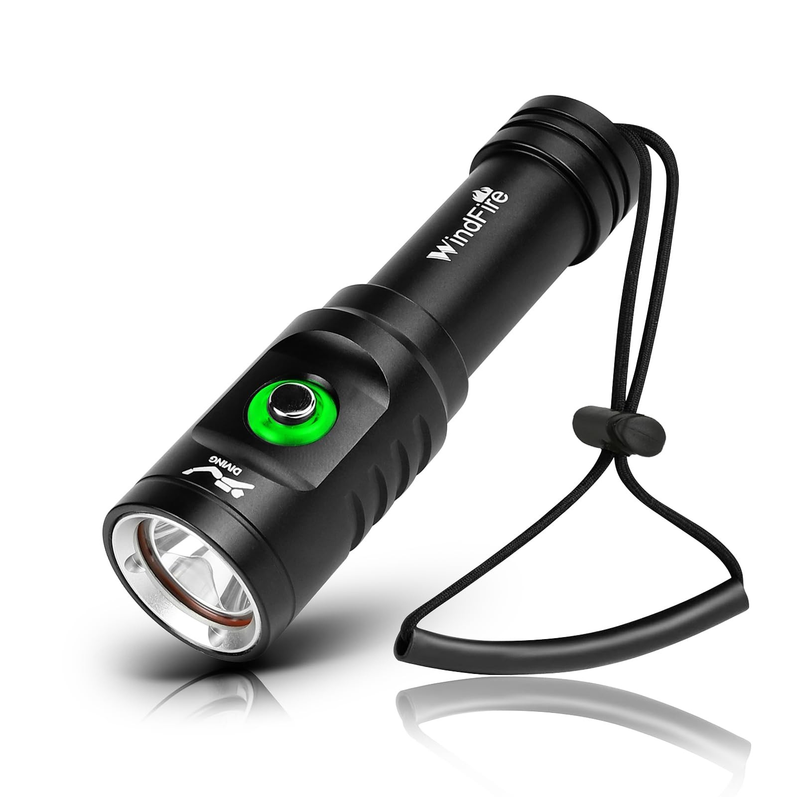 WINDFIRE Dive Light Scuba Diving Flashlight, Super Black-TS08, Black-TS08