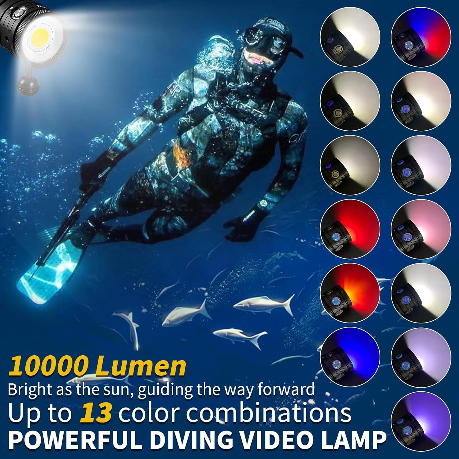 Dive Light, TS S 10000Lumens 100M Underwater Video Light,Diving Flashlight,Water