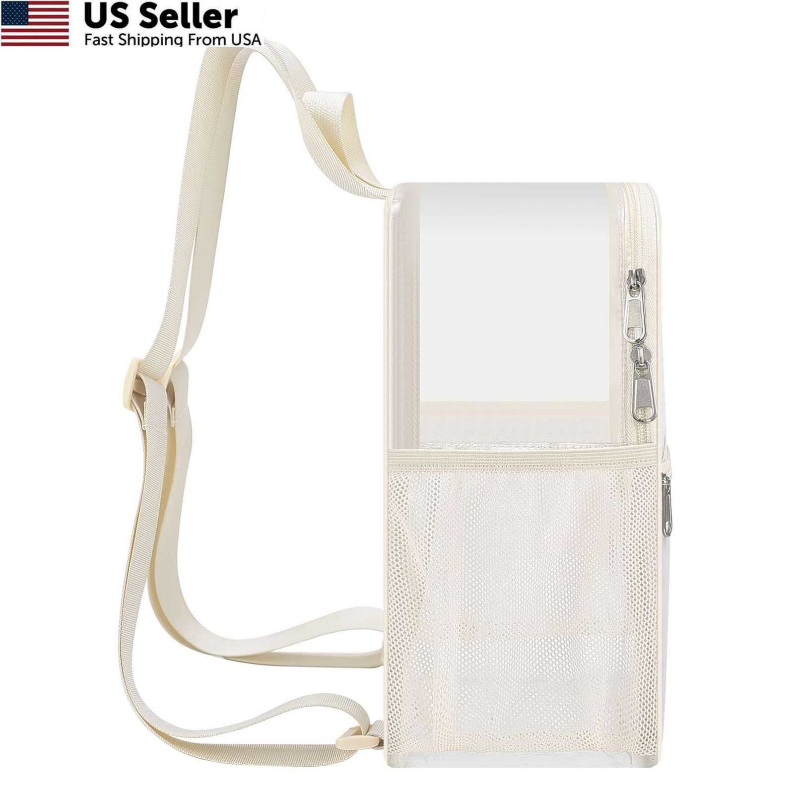Oraben Clear Backpack Stadium Approved, Celar Bag 12 x 6 x 11 Small, Cream